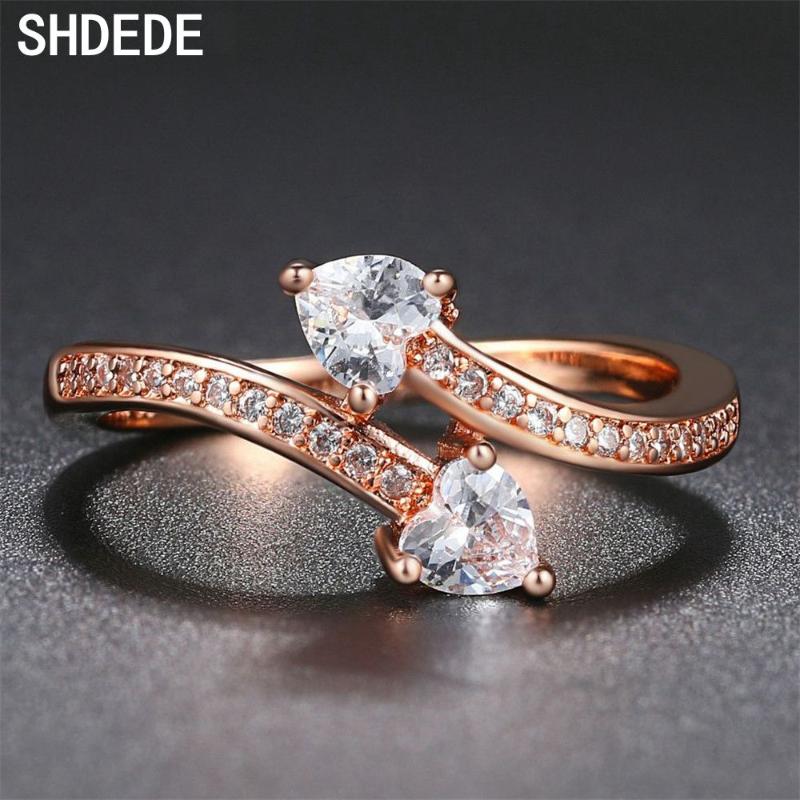 

SHDEDE Heart Finger Rings For Women Cubic Zirconia Engagement Rings Bride Party Jewelry Female Ladies Gifts -LY834