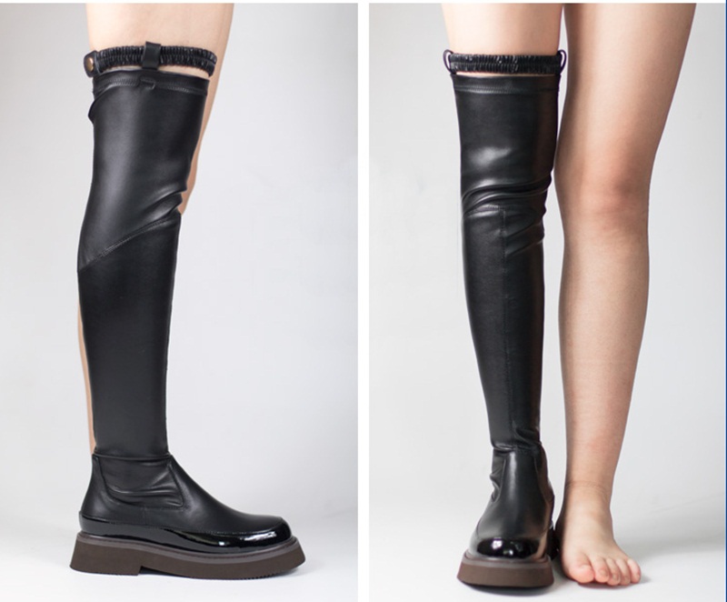 

VANKARING fashion elasticity riding boots ladies over the knee boots woman warm thick heels autumn winter snow women, Black