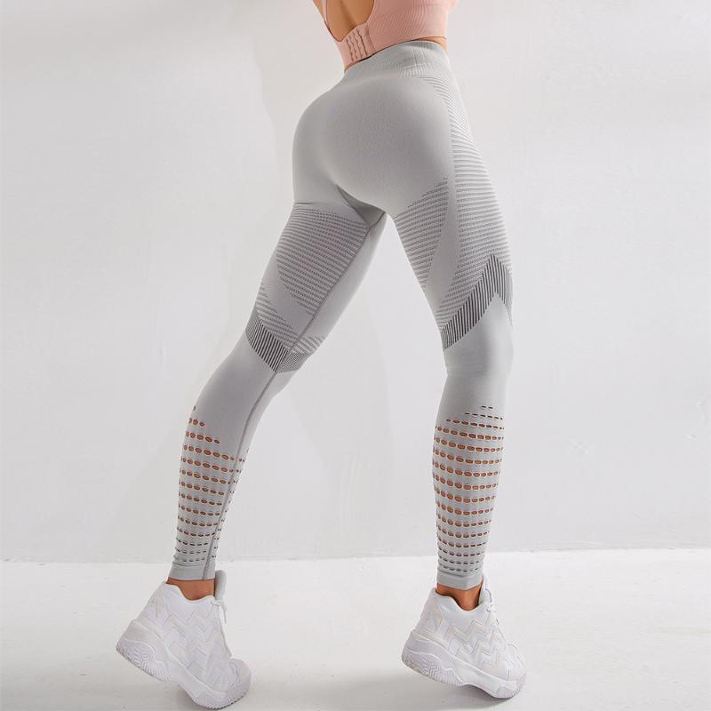 

Sexy Women Yoga Pants Seamless High Waist Hollow Leggings Sportswear Fitness Gym Long Pants Legging Workout Yoga Scrunch, Black