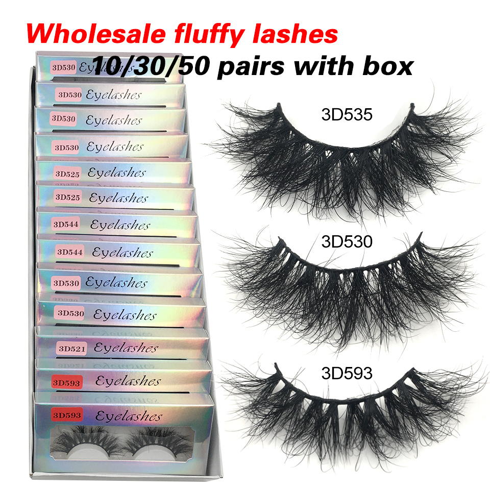 

RED SIREN10/30/50 Fluffy Mink Eyelashes Wholesale Lashes with Box Soft Volume Natural Eyelasehs Makeup 3d Mink Lashes In Bulk CX200810