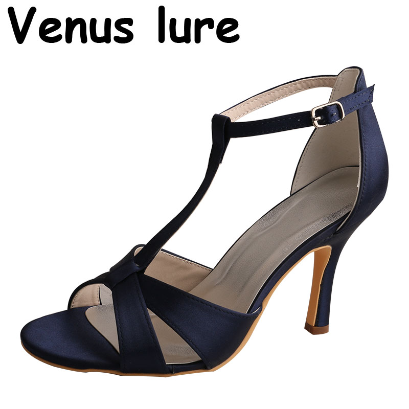 

23 Colors Women Summer Sandals Size 3 Navy Ladies Prom Party Shoes, Black