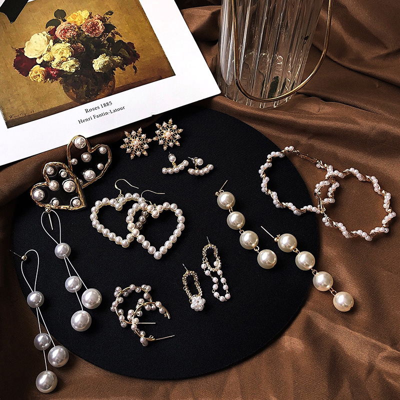 

2020 New Korean Pearl Earrings Drop for Women 28 styles Cute Heart Tassel Round statement Stud Earrings Pearl Fashion Jewelry