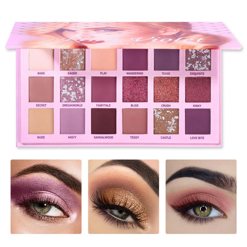 UCANBE Pink Violet Nude Eye Shadow Palette Makeup 18 Colors Matte Shimmer Glitter Eye shadow Powder Waterproof Pigment 20sets/lot DHL-image-570785992