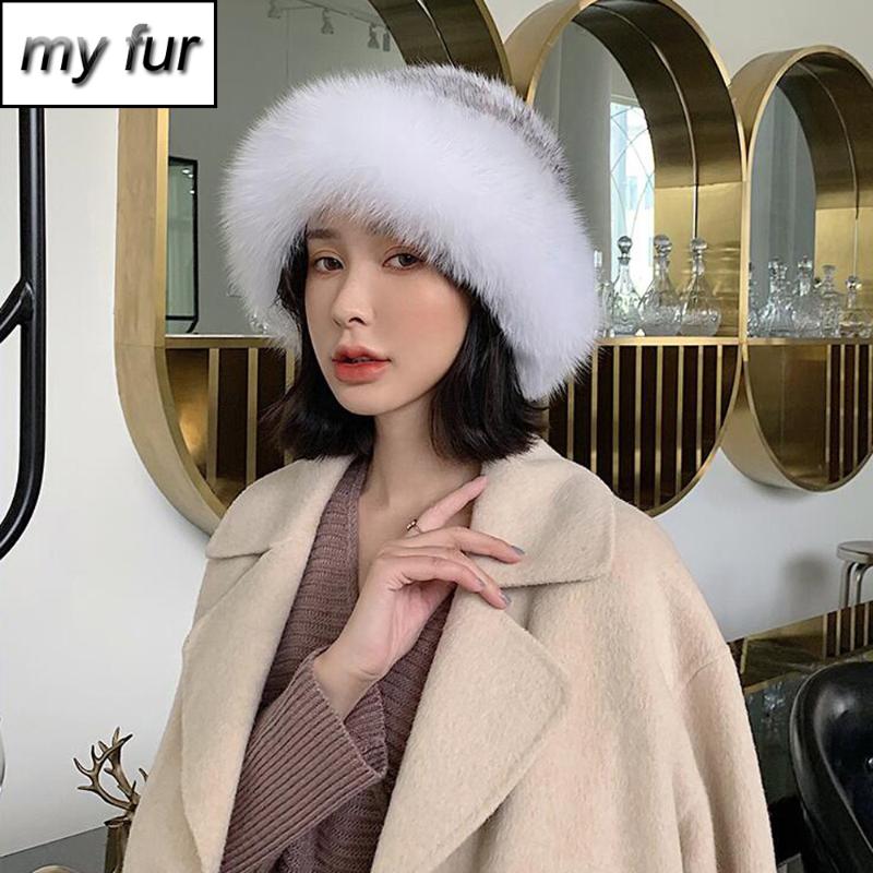 

2020 Winter Luxury Knit Genuine Fur Hats Women Beanies Hot Sale Real Caps Fashion Warm Real Hat Skullies, Coffee