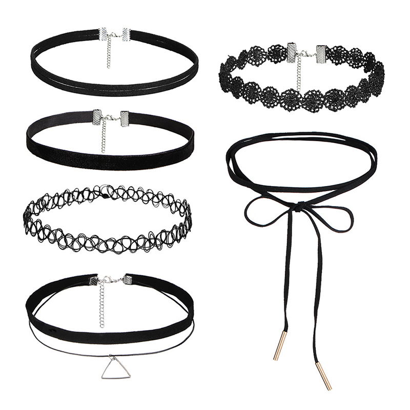 

Fashion Choker Necklace Stretch Velvet Classic Gothic Tattoo Lace Necklace 6pcs/set