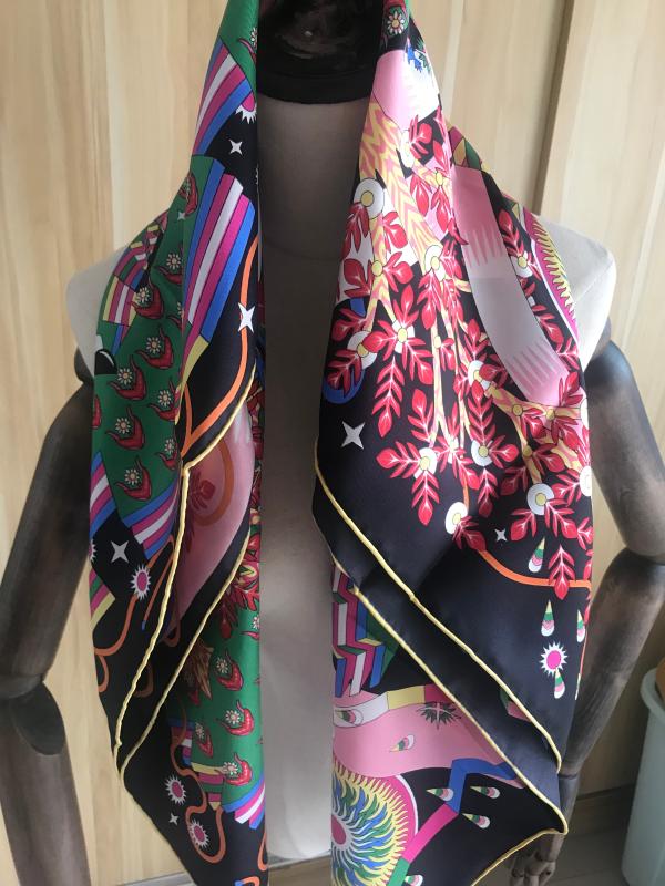 

2020 new arrival fashion elegant brand design 100% silk scarf 90*90 cm square shawl twill wrap for women lady girl