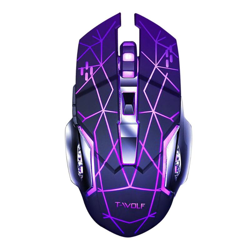 

Q13 Rechargeable Wireless Mouse Silent Ergonomic Gaming Mice 6 Keys RGB Backlight 2400 DPI for Laptop Computer Pro Gamer