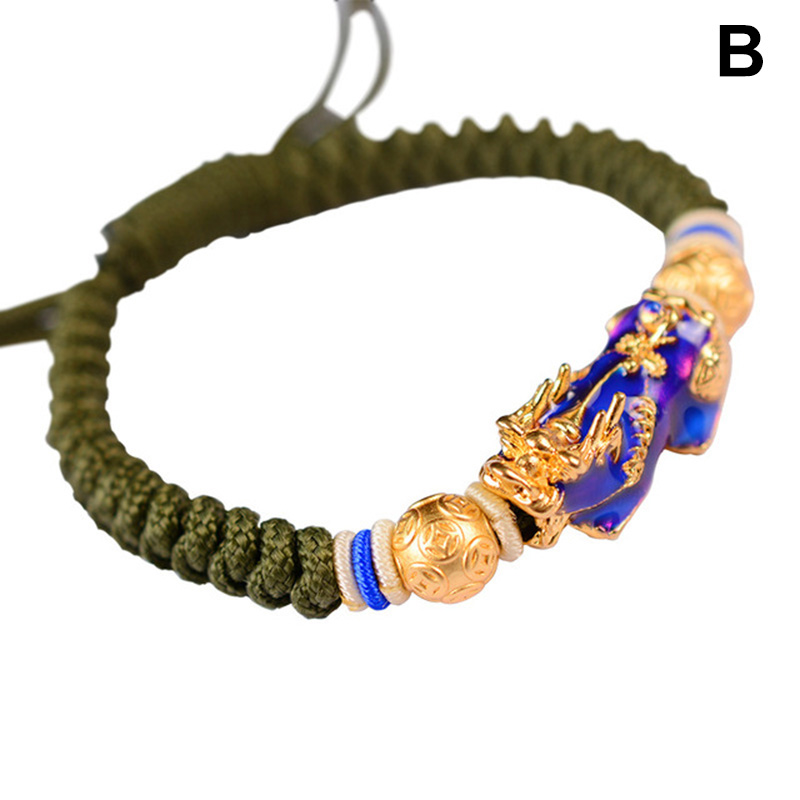 

Men Brave Troops Amulet Bracelet Color Changing Dragon Decor Buddhist Jewelry LL@17