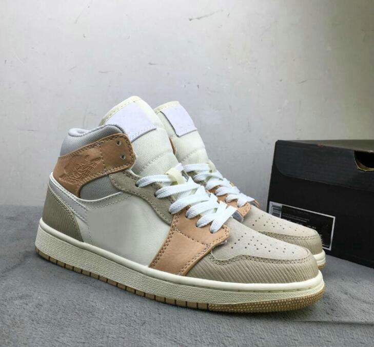

1s Mid Milan Mens Basketball Shoes 1 Light Khaki Noble Red GS Women Mens Designer Sneakers Skate Trainers