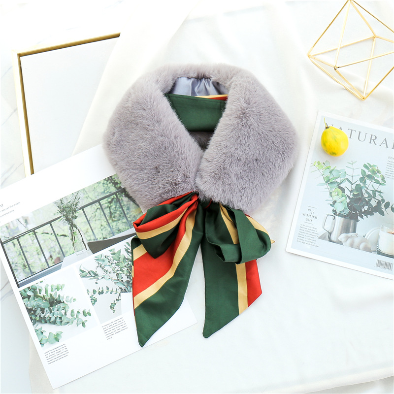 

2020 New Long silk Scarf Women Elegant Luxury Fur Collar Scarf Ladies Thick Neck Warmer Coat Hiver Echarpe