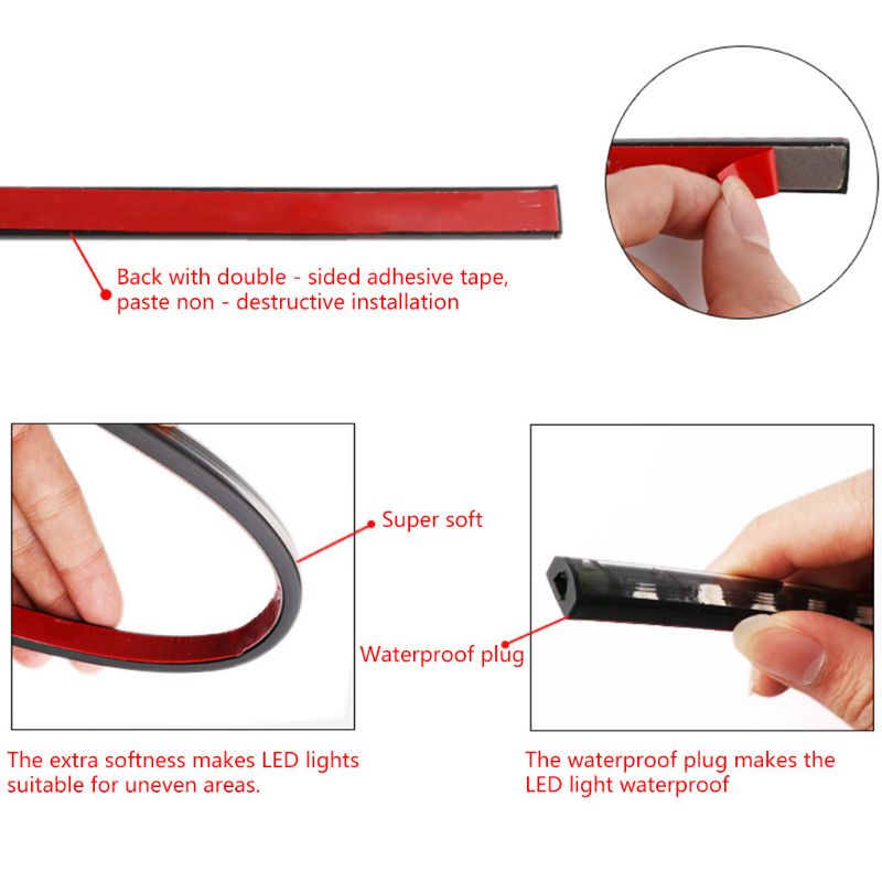 

2020 New 4Pc Car Underglow Flexible Strip LED Remote Control RGB Decorate Atmosphere Lamp