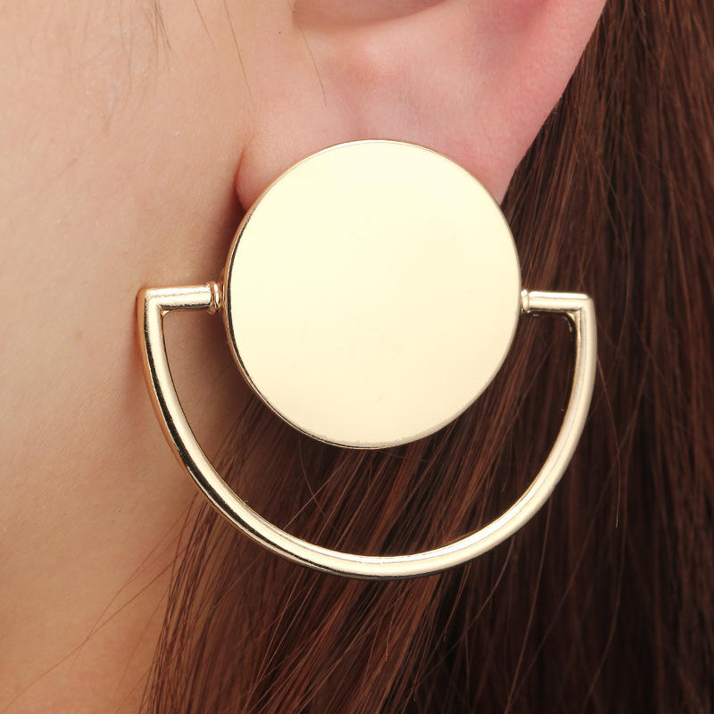 

Women Irregular Geometric Earrings Semi-Circular Earrings Metal Creative Earring Ladies Costume Jewellery Vintage