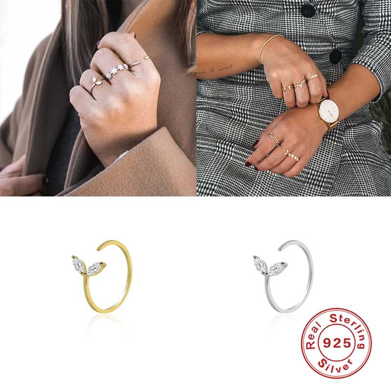

MARY 100% 925 Sterling Silver Rings For Women Girls Zircon Rings Five-pointed Star Diamond Ladies Open Ring Anillos mujer