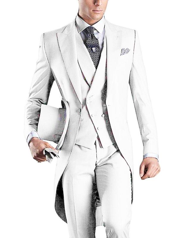

Mens 3 Pieces Suit Casual Formal Business Groomsmen White Burgundy Lapel Tuxedos For Wedding (Blazer+Pants+Vest, Lavender