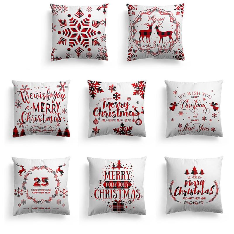 

Christmas Flax Soft Pillowcase Sofa Bed Home Decor Pillowcase Bedroom Cushion Cover Merry Christmas Home Decoration 45x45cm Pillow Case