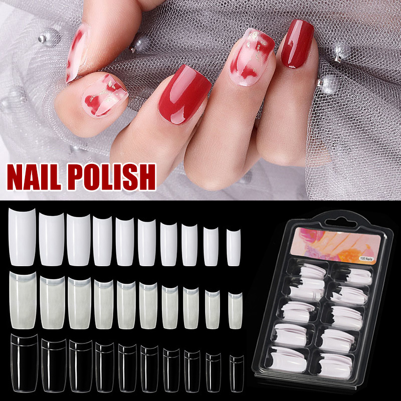 

100 PCS Half Paste 10 Sizes Nail Tips French Transparent Natural White Fake Nails Fake Nails Half Cover Nail Manicure Art, Natural color