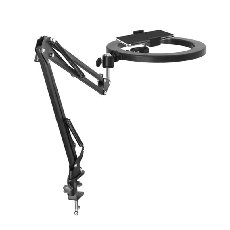 

Universal Rotating Flexible Arm Mobile Phone Holder With Phone Clip And Cradle Head And LED Ring Light for Live Stream EM88