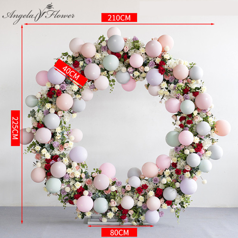 

Creative customize silk flower balloon iron ring arch wedding decor props stage background store opening arrangement+Inflator, Small