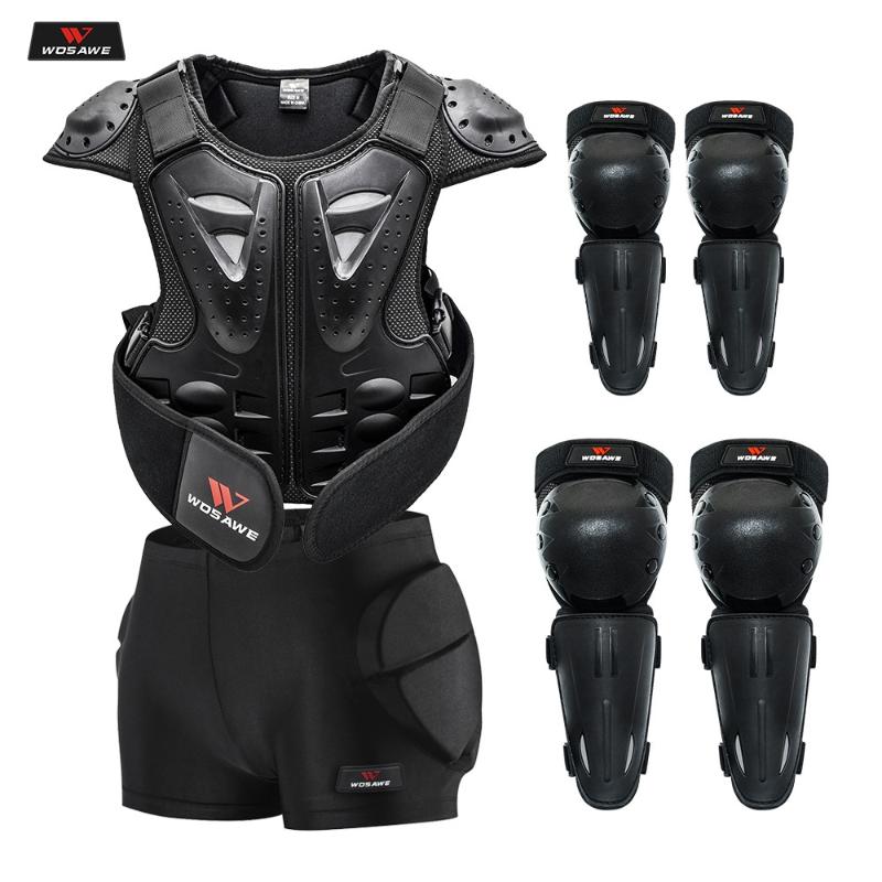 

WOSAWE Children Full Body Protector Vest Armor Kids Motocross Armor Jacket Chest Spine Protection Gear elbow shoulder Knee guard