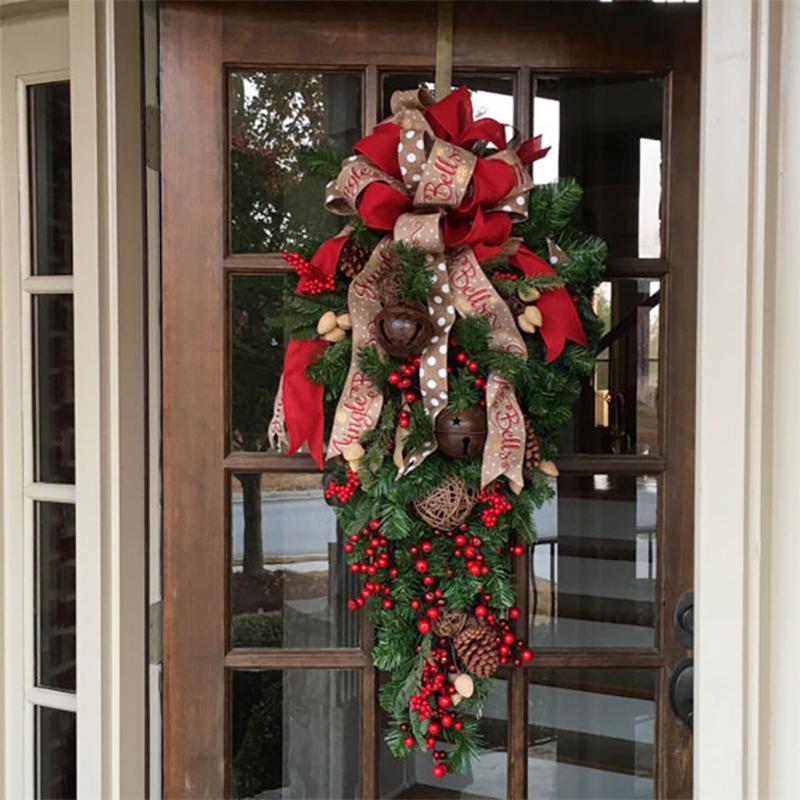 

Fashion Christmas American Handmade Upside-Down Tree Grape Red Fruit Christmas Tree Decoration Curtain Door Xmas Ornaments