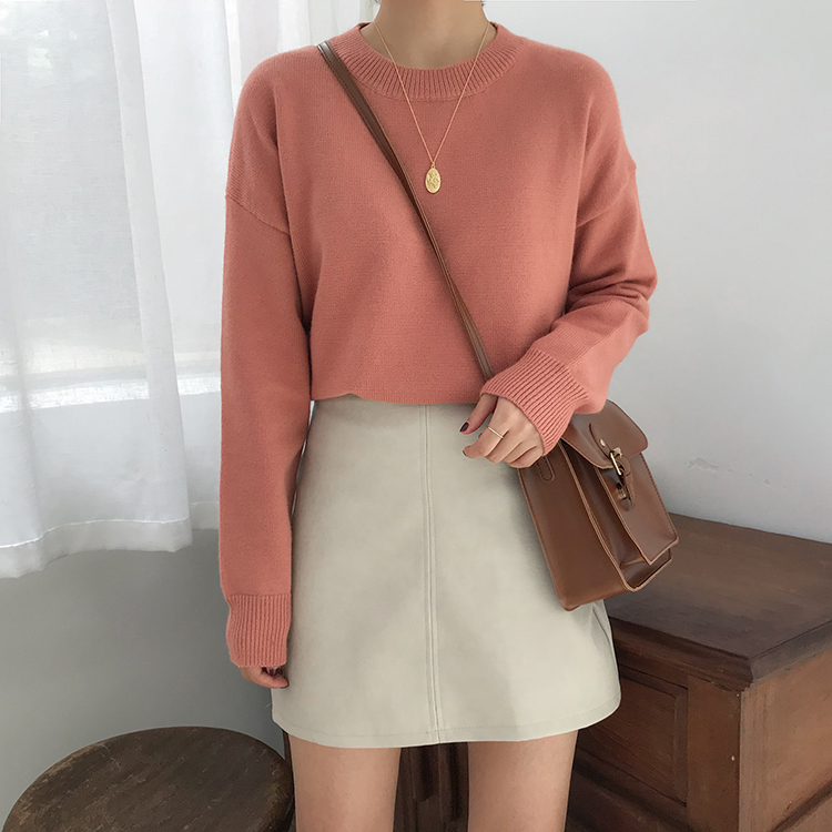 

Autumn New Korean Basic O-neck Knitted Top Fashion Sweaters Women's Casual Loose Long Sleeve jacket Female Pullovers Streetwear, Beige