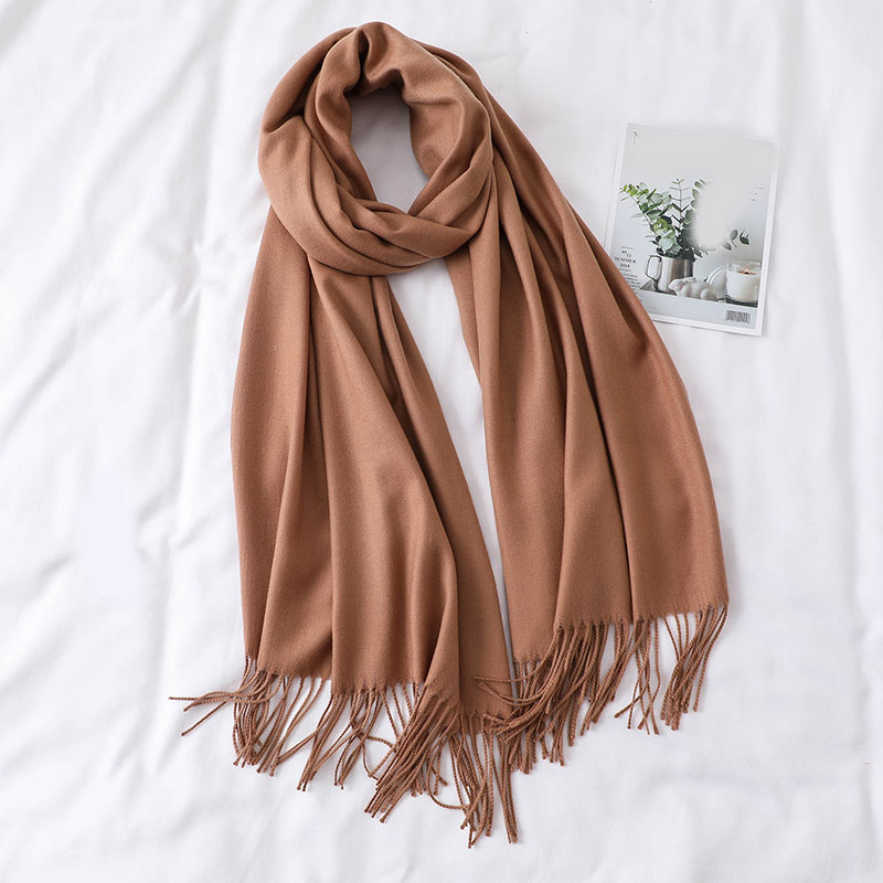 

Fashion Solid Color 2020 Women Scarf Winter Hijabs Tessale Tassels Long Lady Shawls Cashmere Like Hijabs Scarves Wraps