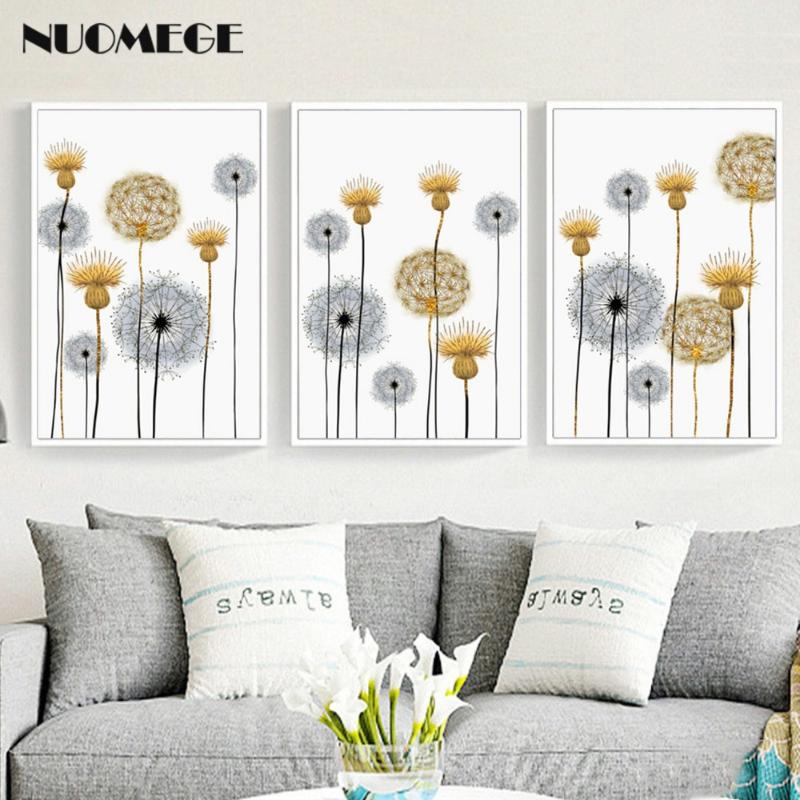 

NUOMEGE Nordic Abstract Dandelion Wall Art Picture For Home Decoration Beautiful Flower Canvas Posters and Prints Modern Decor