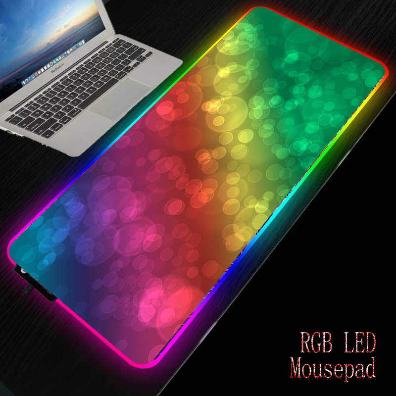 

MRGBEST Colorful Background Mousepad Computer RGB Large Mouse Pad Gamer Mouse Carpet Big Mause Pad PC Desk Play Mat with Backlit