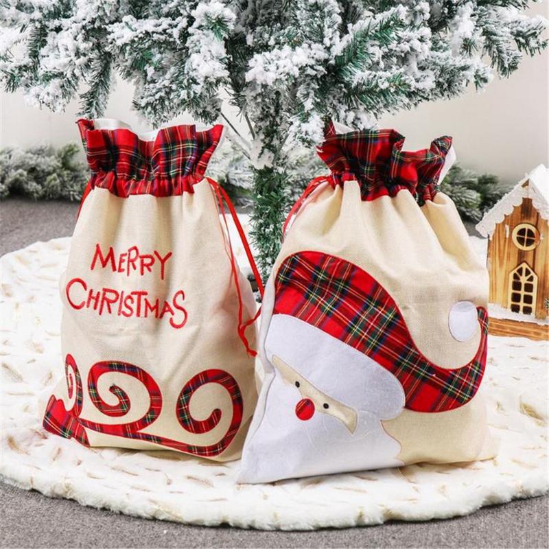 

Christmas Decorations Linen Santa Sacks Many Styles Canvas Large Xmas Gift Stocking Bag Claus Deer Home Decor