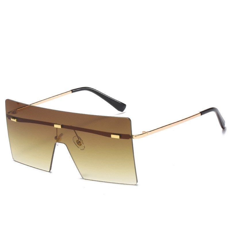 

Oversized Square Rimless Sunglasses Women Brand Designer Flat top Big Sun Glasses Female One Piece Gafas de sol mujer UV400