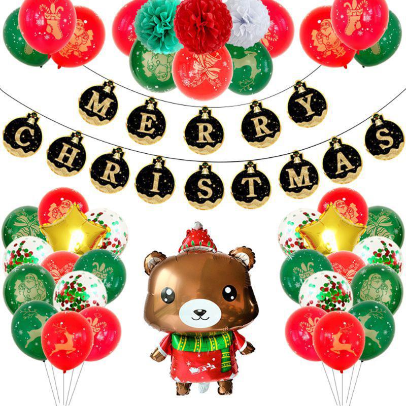 

Christmas balloon 12 inch hot stamping flag birthday party wedding decoration aluminum film full flower printing sequin balloon