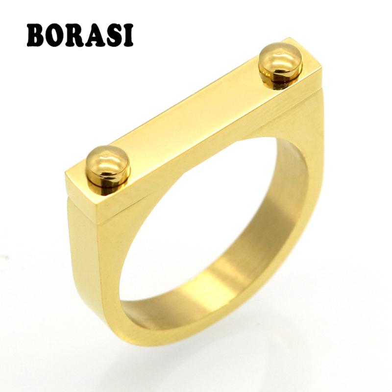 

Solid Fashion Screw Love Ring Punk Rock Finger Ring Gold Color Lucky Rings For Women Stainless Steel Jewelry Wholesale