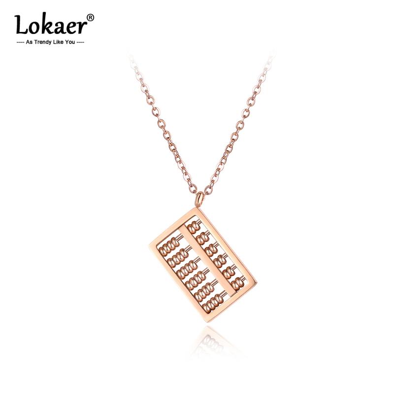

Lokaer Creative Chinese Invented Abacus Chain & Link Necklaces Jewelry Titanium Steel Chokers Necklace For Women Collier N18059