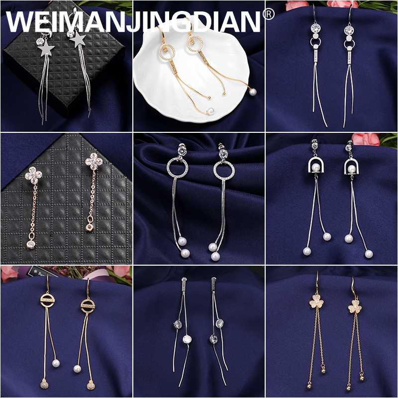 

WEIMANJINGDIAN New Arrival Cubic Zirconia CZ Zircon Crystal Long Drop Dangle Earrings for Women or Bride in White Gold Color