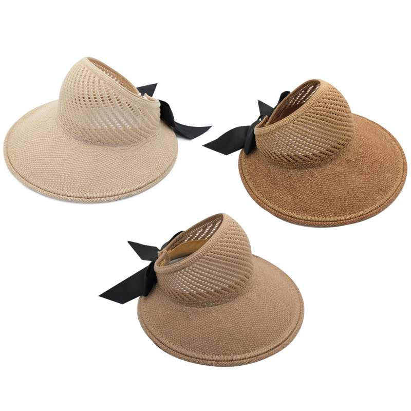 

Sun Hat Female UV Protection Summer Beach Straw Bow Foldable, Style1