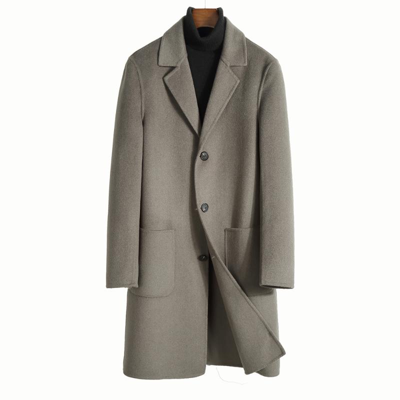 

2020 Top Quality Gray Black Long Wool Clothing Men Autumn Spring 55% Wool Coat