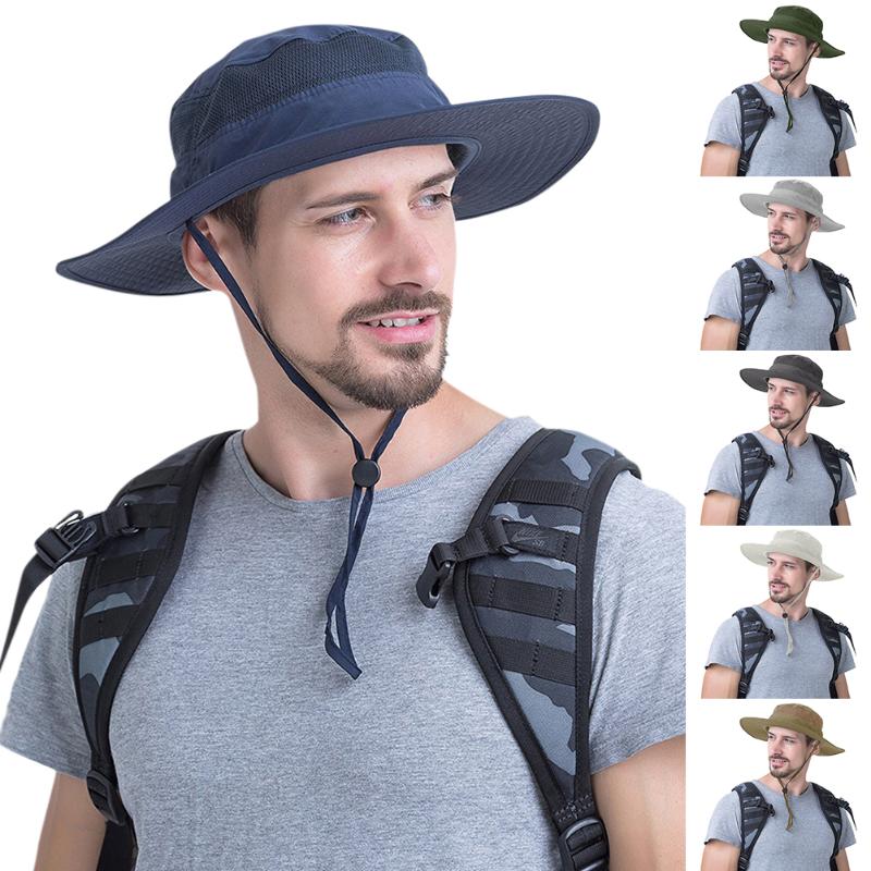 

Outdoor Sun Protection Bucket hats for women Men Summer Big Wide Brim Hiking Fishing Travel Fisherman Basin Sun Caps gorras NEW