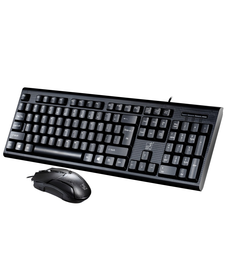 

USB Wired Keyboard and Mouse Set Waterproof High Sensitivity Office Gaming Keyboard and Mosue for Desktop KM100