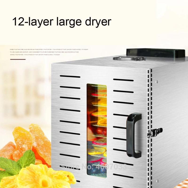 

12 Trays large Dehydrator Pet Snacks Dehydration Dryer Fruit Vegetable Meat Drying Machine Stainless Steel 220v