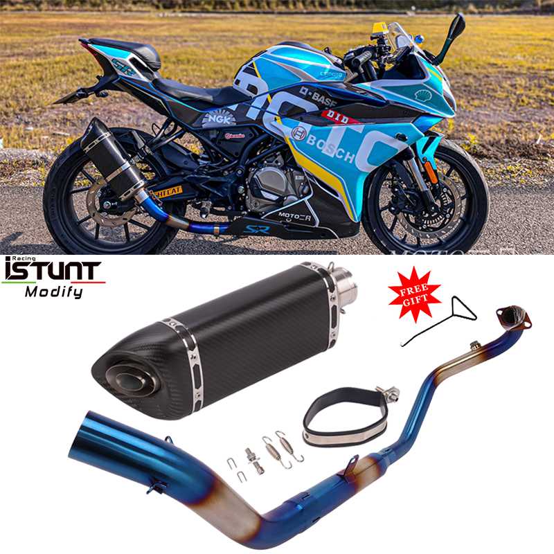 

Slip on For CFMoto 300sr 250 250sr Motorcycle Exhaust Full System Escape Modified Front Middle Link Pipe Carbon Fiber Muffler