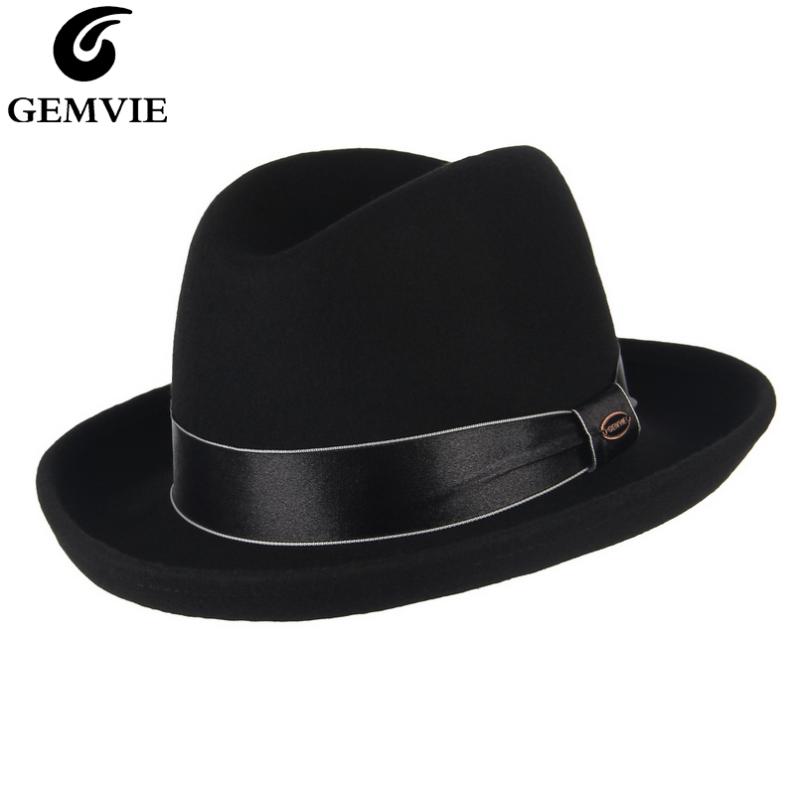 

GEMVIE Brand Women's 100% Wool Billycock Homburg Hat Fedora Winter Felt Hat Size S, Blue;gray