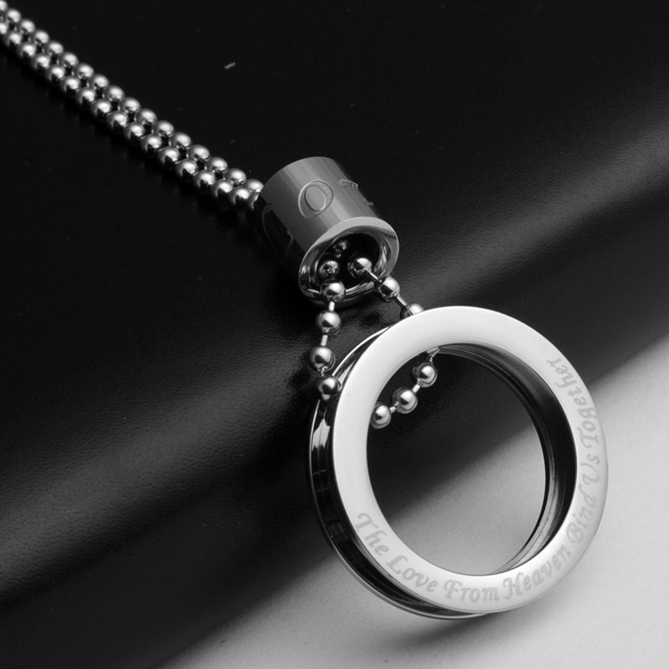 

5pcs Stainless steel couple geometric two round circle necklace men women lovers love fashion personality gift necklace jewelry