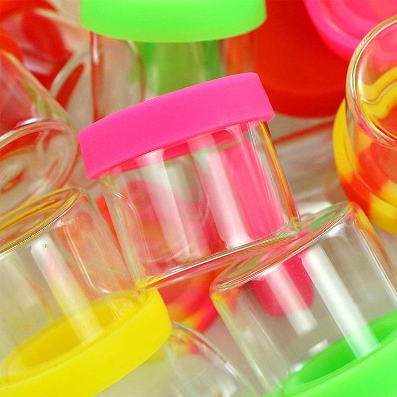 

Wholesale Glass Bottle 6 Ml Round Mini Silicone Jars Dab Wax Oil Container 100 Pcs