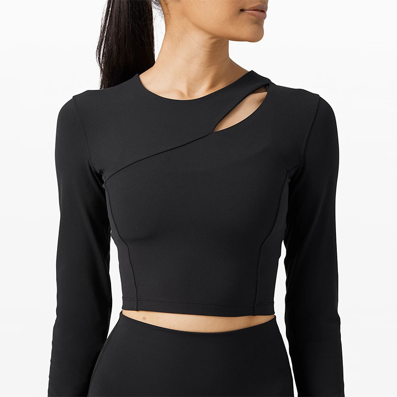 

women good quality yoga gym long sleeve top fittness workout clothing sport, As pic