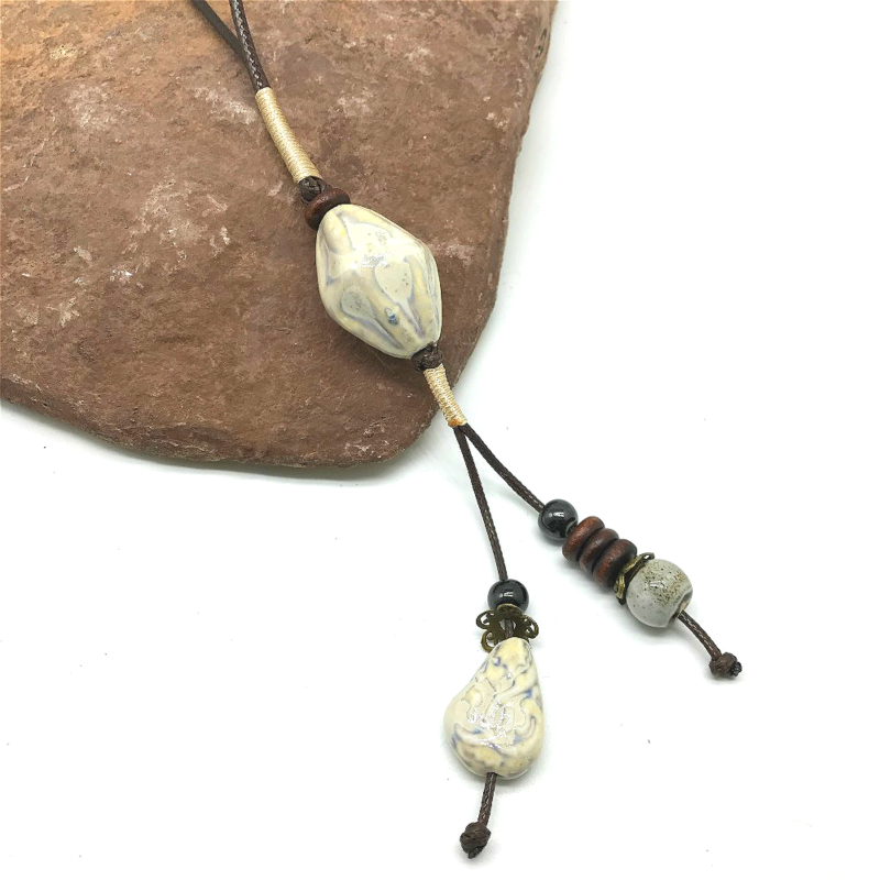 

Transna Hot Sale Ceramic Pendant Necklace Statement Folk Style Retro Manual Quality Manual