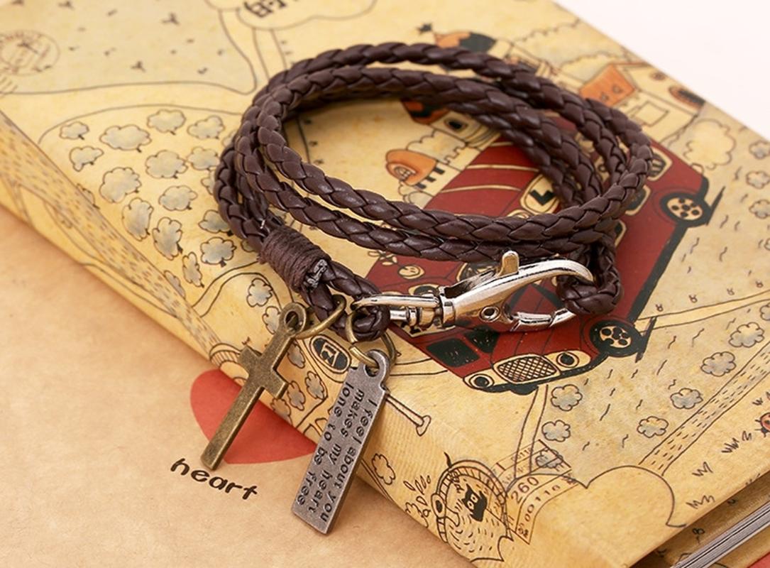 

2020 New Explosion Models PU Woven Imitation Leather Bracelet Couple Models Punk Jewelry for Lover's Fashion Jewelry
