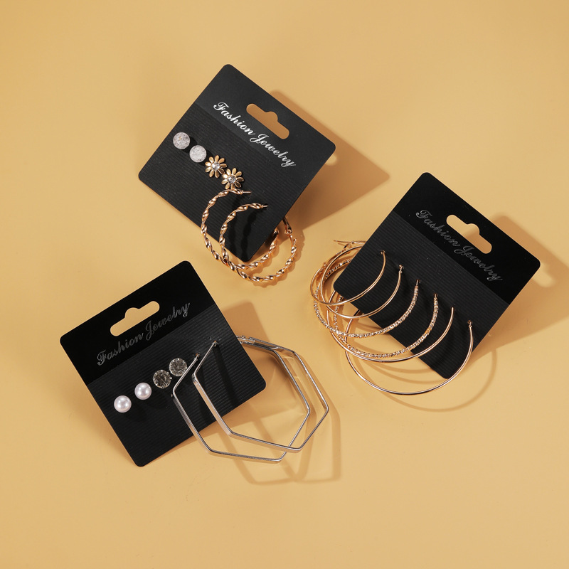 

Large Circle Earring Set Exaggerated 3 Piece Simple Metal Geometric Earrings for Women Gold Silver Colour Earrings