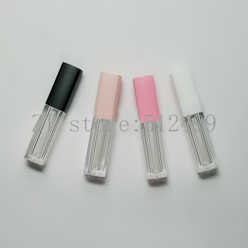 

1.5ml 50/100pcs Clear Plastic Cosmetic Lipgloss Tube with Black/Pink/White/Beige Lid,Empty Mini Lipstick/Lip Sample Bottle