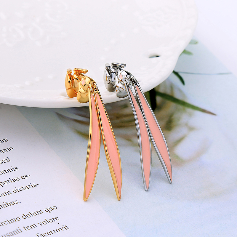 

kissme Unilateral Unique Two-tone Enamel Ears Drop Earrings For Women Gift Concise Style Dangle Earring Fashion Accessory