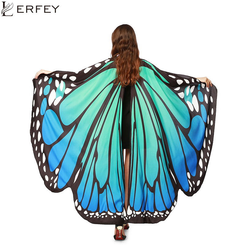 

LERFEY Women Scarf Beach Butterfly Wing Cape Shawl Wrap Gifts Novelty Print Scarves Gradient Color Poncho s